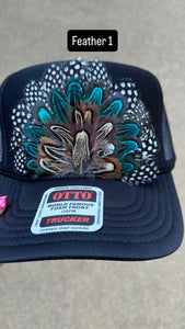 BLACK FEATHER TRUCKER HAT