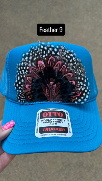 BLUE FEATHER TRUCKER HAT