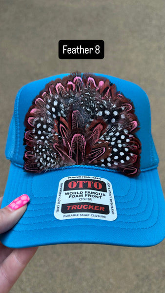 BLUE FEATHER TRUCKER HAT