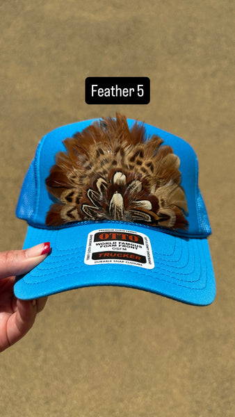 BLUE FEATHER TRUCKER HAT