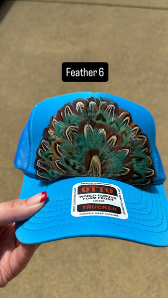 BLUE FEATHER TRUCKER HAT