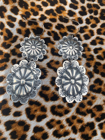 STERLING SILVER CONCHO EARRINGS