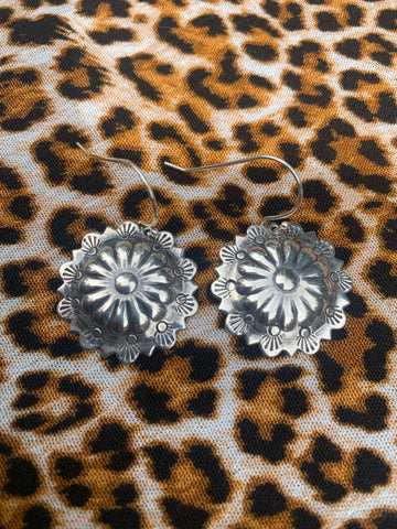 STERLING SILVER CONCHO EARRINGS